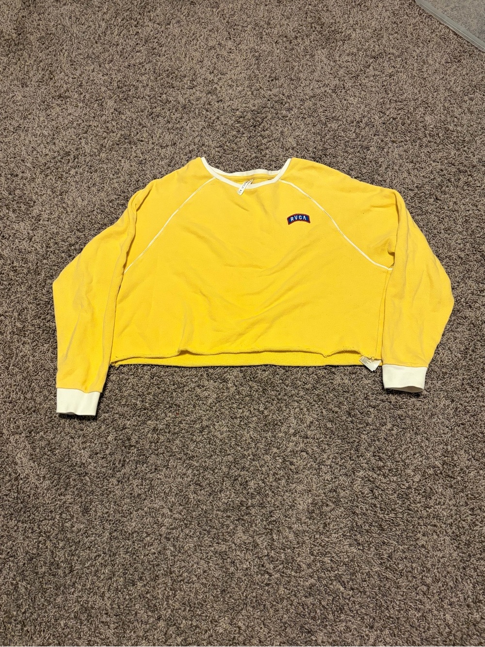 RVCA Bright Yellow Crewneck with Cream Trim